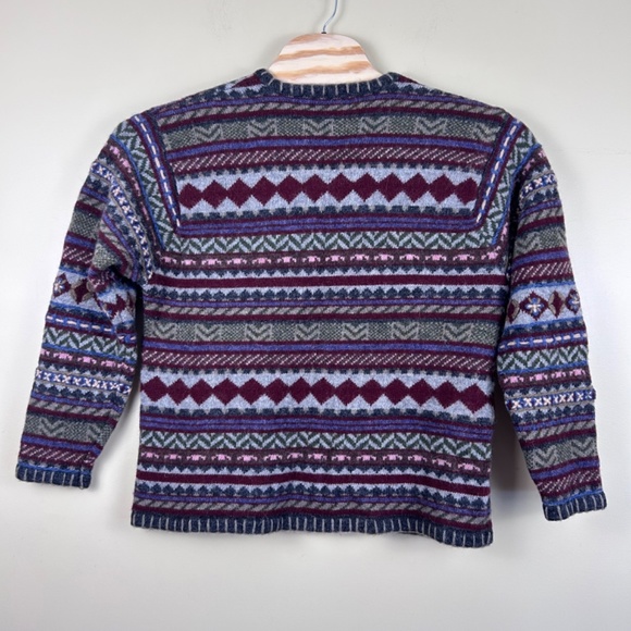 All Wool women’s v-neck argyle cardigan multicoloured size XL - Picture 4 of 8